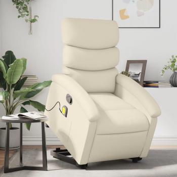 Fauteuil de massage avec fonction inclinable crème similicuir