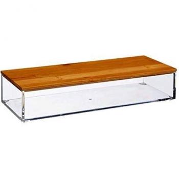 Scatola per oggetti rettangolari medi di Tampa Bambu con coperchio trasparente e coperchio in bambù Selena 25x5x10 cm