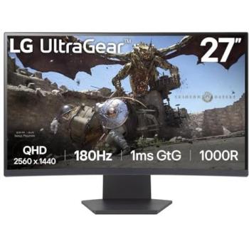 LG UltraGear 27GS60QC-B 27 In Quad HD 180 Hz VA Curved Black Gaming Monitor