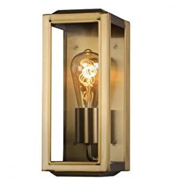 Konstsmide Schmale led Außenwandlaterne aus Messing mit Klarglas, Höhe 30cm