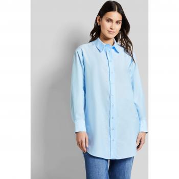 Hellblaue Langarm-Hemdbluse mit abgerundetem Saum