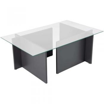 Bureau Salon Calicosy Table Basse Fixe Verre Rectangulaire – Anthracite