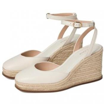 Cole Haan Women’s Cloudfeel Kyra Ivory Leather Espadrille Wedges, Size 10 (US)