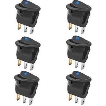 Switch Rotondo Reusious 6PC 12V 20A Car/Truck Toggle con Luci Blu LED