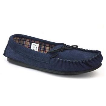 Suede Coastline Moccasin Slippers – Men’s Navy