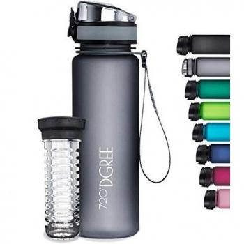 EcoFit 720°DGREE Wasserflasche mit SoftTouch & Fruchtbehälter – 1,5 L – BPA‑frei