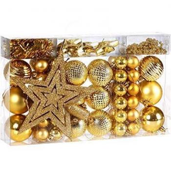 Set di palline di Natale varie fantasie oro