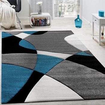Alfombra Estampado Geométrico Turquesa Gris Negro 160x230 cm