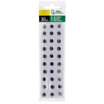 Pacote 30 Peças: Olhos Móveis 12mm Brancos, Pupila Preta
