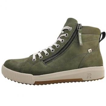RIEKER W0164-54 Damen Sneaker – Grün, High Top Stiefelette