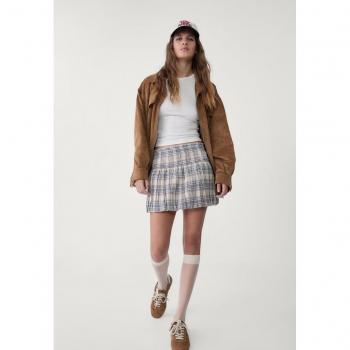 Stradivarius XL Blue Checked Balloon Skirt