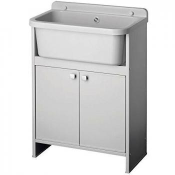 Meuble et bac à laver gain de place en PVC blanc 55x35 cm mod. Adele