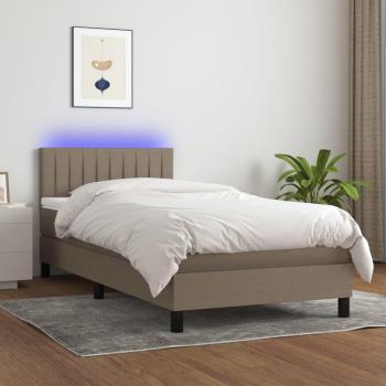 Cama box spring colchón y luces LED tela gris taupe 100x200 cm vidaXL