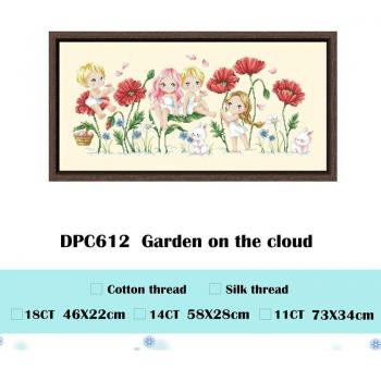 Broderie décoration murale jardin nuage fée pavot 18ct