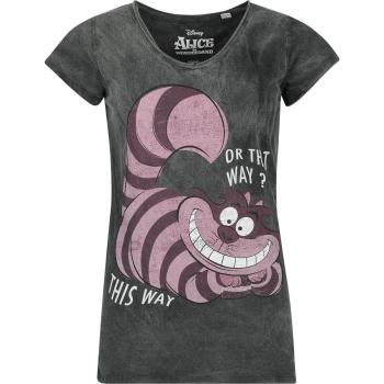 T‑Shirt Gris – Alice dans le Royaume de la Fée – Chat du Cheshire – This Way or That Way? – Femmes