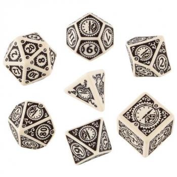Coffret de dés Steampunk MÃ©canisme Cannelle et Beige