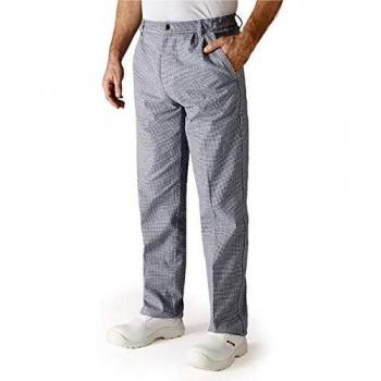 Pantalon de cuisine ceinture élastiquée Robur Oural 100% coton Pied-de-Poule 50 (Edition Noir)