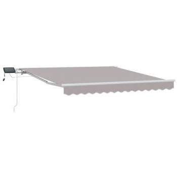 Auvent Vidaxl Rétractable Manuel 300x250 cm – Gris Clair, LED intégré