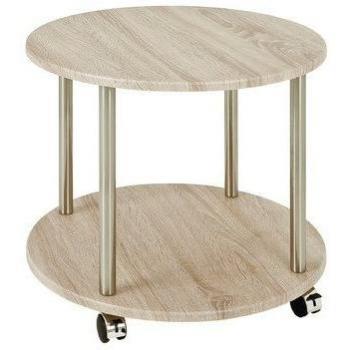 Edelstahl‑Beistellwagen HAKU 33089 – 45 × 45 cm, Eichenoptik