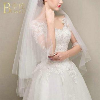 BOAKO Minimalist 1.5m Double Layer Bridal Veil White