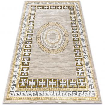 Tappeto greco moderno crema/oro, dimensioni 140x190 cm