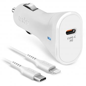 Cargador SBS TECRKITPD20LIGW Blanco con Carga Rápida y Encendedor de Cigarrillos