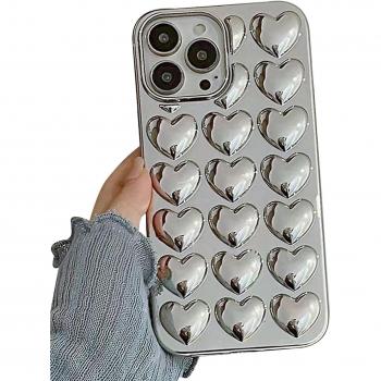 Nube de Pasión 3D – Carcasa Romántica en Plata para iPhone 15 Ultra