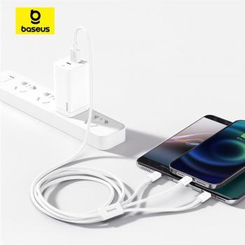 Baseus Superior Series Schnellladekabel USB auf M+L+C 3,5A 0,5m weiß