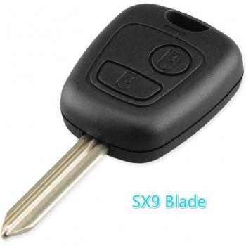 Porte-clé de voiture à distance 2 boutons pour Peugeot 106, 206, 307, 107, 207, 407, Partner, Expert, Boxer