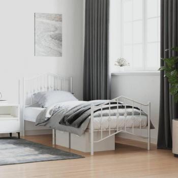 Prolenta Modern – Cadre de lit métal 90 × 190 cm, pieds blancs, sans matelas inclus