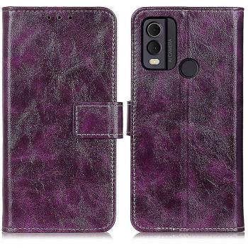 Portefeuille étui Nokia C22 – Cheval rétro en texture PU violet