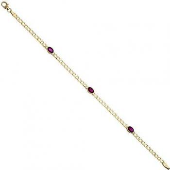 Armband 585 Gold Gelbgold 3 Rubine Rot 19,5 cm