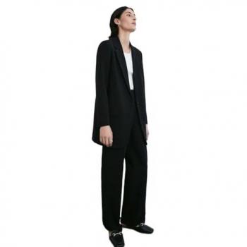 Women's Black Double Crepe Longline Blazer