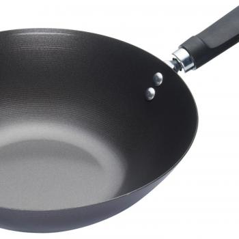 World Of Flavours Oriental 26.5cm Carbon Steel Non-Stick Wok With Phenolic Handle