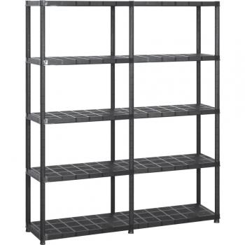 Vidaxl Estanterías de almacenaje 5 niveles plástico negro 142x38x170cm