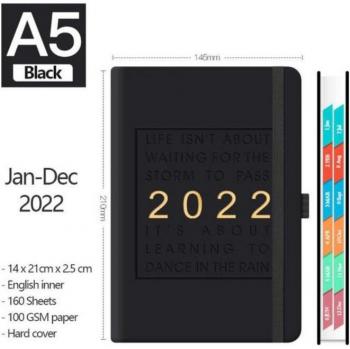 Carnet de notes A5, couverture en cuir PU, super épais, planificateur/agenda/journal intime 2022