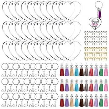 Set di 200 Portachiavi Cuori in Plexiglass