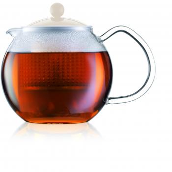 Tetera de Pistón Bodum Assam, Blanco, 1.5L con Filtro