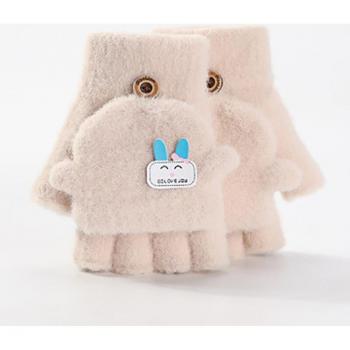 Guantes de invierno para niños con diseño de dibujos animados, medio dedo