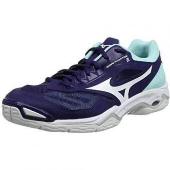 Mizuno Handballschuhe für Damen: Wave Phantom 2 in Lila Astral Aura Weiß-Blau, 15‑Light, 38 EU