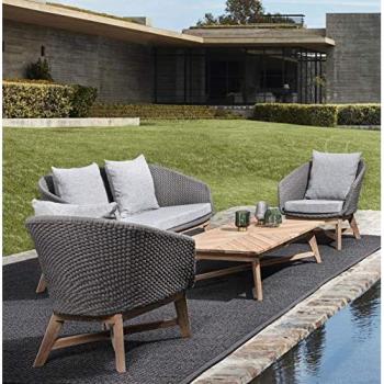 Natur24 2-Sitzer Sofa Coachella mit Kissen, Grau, Polypropylen, 168x78x77cm