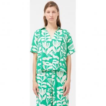 Camisa mujer con estampado de plantas verdes