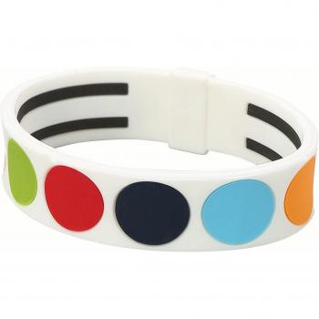 S‑Silicon Phiten RAKUWA Armband – 17 cm, Weiß, Punktmuster