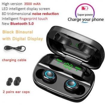 3500mAh LED Bluetooth TWS Earbuds, Waterproof, Sport Earphones with Touch Control
