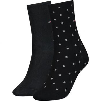 Tommy Hilfiger Dot Socken für Damen im 2er-Pack, Schwarz/Grau, Größe 35-38