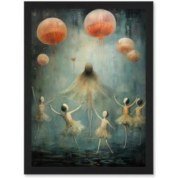 Underwater Ballet of Jellyfish – Whimsical A4 Print