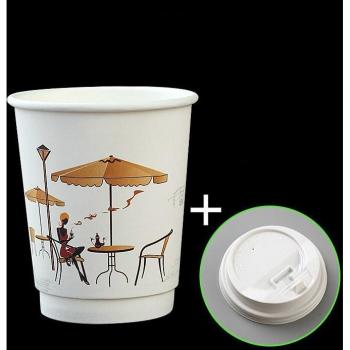 12oz Disposable Paper Cups with Lids