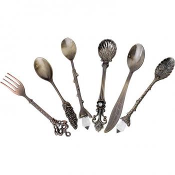 Couverts sculptés en bronze pour collations 6 pièces