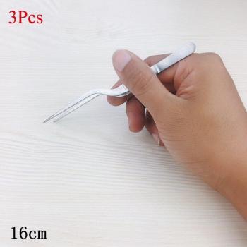 3-Piece Atraumatic Tweezers with Angled Clips in Stainless Steel for Ear and Nose Cleaning