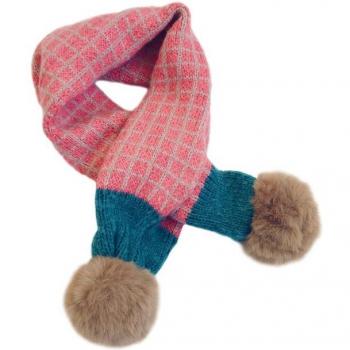 Faux Fur Bufanda Infantil Estilo Pompón